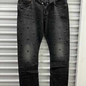 Polo by Ralph Lauren Black Straight Jeans with Distressed Design NEW.